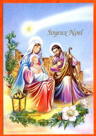 Carte JOYEUX NOEL  Creche 13  Naissance Jésus Houx Fleurs Lyna Carte Vierge TBE - Autres & Non Classés