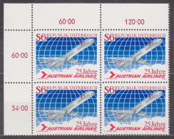 1983 , Mi 1734 ** (1) - 4er Block Postfrisch - 25 Jahre Austrian Airlines - Ungebraucht