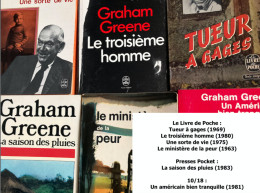 Graham Greene  = 6 Livres Format Poche (Tueur à Gages-Le 3ème Homme-Une Sorte De Vie-Le Ministère De La Peur-La Saison D - Loten Van Boeken