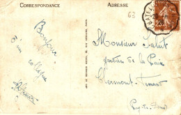 Cachet Convoyeur "Chatelguyon A Riom 1928" Semeuse 25c Cp Chatelguyon - Paiement Par MANGOPAY Uniquement - Posta Ferroviaria