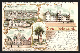 Lithographie Lüdenscheid, Ansicht Vom Bahnhof, Krankenhaus Und Schloss Neuenhof  - Luedenscheid