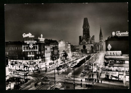 AK Berlin-Charlottenburg, Kurfürstendamm Bei Nacht, Blick Zu Kaiser Wilhelm-Gedächtniskirche  - Charlottenburg