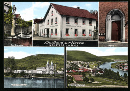 AK Neustadt Am Main, Gasthaus Zur Krone, Blick Z. Kloster, Portal, Brunnen  - Other & Unclassified