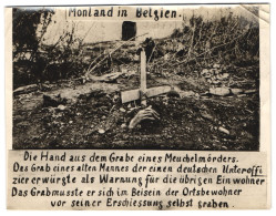 Fotografie Post Mortem, Mondland In Beglgien, Hand Aus Dem Grab Eines Meuschelmörders Der Deutschen Uffz. Erwürgte  - War, Military
