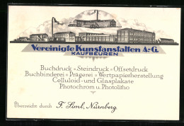 Vertreterkarte Kaufbeuren, Vereinigte Kunstanstalten A.G., Vertreter: F. Siml, Werksansicht  - Non Classificati