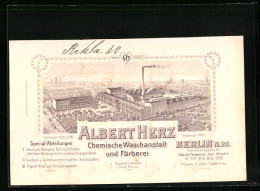 Vertreterkarte Berlin, Albert Herz, Chemische Waschanstalt Und Färberei, Koloniestrasse 91-93, Werksansicht  - Non Classificati