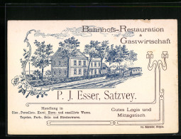 Vertreterkarte Satzvey, Bahnhofs-Restauration P. J. Esser, Blick Auf Das Restaurant Mit Eisenbahn  - Non Classificati