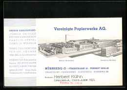 Vertreterkarte / Werbebillet Nürnberg, Vereinigte Papierwerke A:G., Fürerstrasse 45, Vertreter: Herbert Kühn, Werka  - Non Classificati