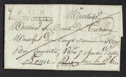 MONTPELLIER P33P, Marque Linéaire,1828, Lettre Adressée Au Maréchal Comte De Turenne Très Belle - 1801-1848: Précurseurs XIX