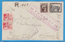 LETTRE RECOMMANDEE ESPAGNE DE 1937 - ALGEMESI POUR FRANCE - REPUBLICA ESPANOLA CENSURA - Storia Postale