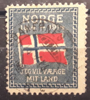 NORGE NORWAY NORVÈGE,1814 - 1914 JEG VIL VÆRGE MIT LAND Vignette Timbre De Guerre ,flag, O NORDBANERNES , TB - Oblitérés