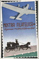 1946-cartolina Mostra Filatelica Milano Con Annullo Della Manifestazione Affranc - Vignetten (Erinnophilie)