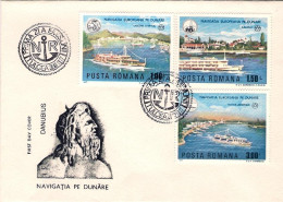 1977-Romania S.7v."navigazione Europea Del Danubio"su Tre Fdc Illustrate - FDC
