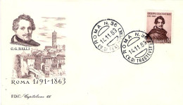 1963-L.30 Gioachino Belli Su Fdc Illustrata Capitolium - FDC