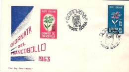 1963-L.15 Giornata Del Francobollo Su Fdc Illustrata Roma - FDC