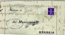 1945-piego Municipale Da Brescia Affrancato Posta Aerea L.1 Imperiale Ed In Risp - Marcophilie