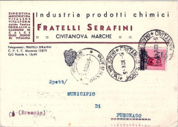 1945-cartolina Con Intestazione Commerciale Affrancata L.1,20 Monumenti Distrutt - Marcophilia