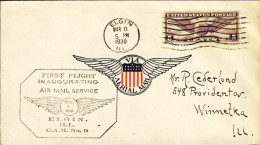 1930-U.S.A. I^volo ELGIN, IL C.A.M. N 9 Con Bollo Al Verso - 1c. 1918-1940 Lettres