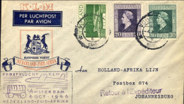 1946-Olanda KLM Flight Cover1946 Amsterdam To Johannesburg, South Africa - Poste Aérienne