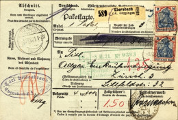 1921-Germania Due Valori 2M Su Bollettino Pacchi Per Zurigostassss - Brieven En Documenten