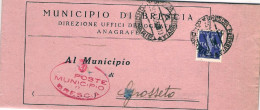 1945-piego Comunale Affrancato Posta Aerea L.1 Imperiale E Rispedizione Da Gross - Marcophilie