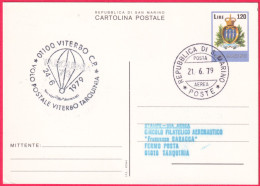 1979-San Marino Aerogramma Volo Postale Viterbo Tarquinia E Bollo Tarquinia 8^mo - Airmail