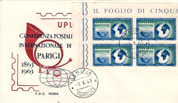 1963-L.70 Centenario Prima Conferenza Postale Internazionale Di Parigi Su Fdc Il - FDC