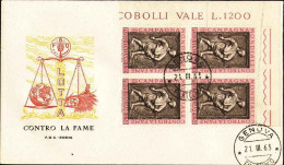 1963-s.2v.in Quartina Campagna Mondiale Contro La Fame Su Due Fdc Illustrate Rod - FDC