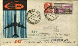 1961-I^volo SAS DC8 Jet Roma-Frankfurt A/M (volo Di Ritorno) Le Poste Di Francof - 1961-70: Marcofilie