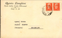 1945-cartolina Commerciale Quinto Longhini Da Isola Della Scala (Verona) Affranc - Marcophilia