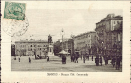 1915-"Livorno Piazza Vittorio Emanuele Animata" Affrancata 5c. - Livorno