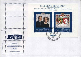 1992-Liechtenstein Busta Affrancata Con Foglietto S.2v."esposizione Filatelica N - Autres & Non Classés