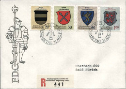 1965-Liechtenstein S.4v."stemmi Nobiliari"su Raccomandata Fdc Illustrata - FDC