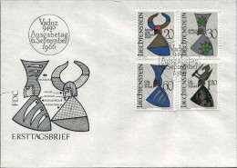 1966-Liechtenstein S.4v."stemmi Nobiliari"su Fdc Illustrata - FDC