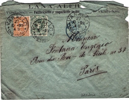 1899-busta Un Pò Sciupata Diretta In Francia Affrancata 5c.+20c.Umberto I (franc - Marcophilia
