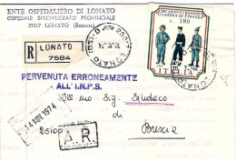 1974-Anniversario Guardia Di Finanza L.180 Isolato Su Piego Raccomandato - 1971-80: Poststempel