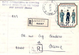 1974-Anniversario Guardia Di Finanza L.180 Isolato Su Piego Raccomandato - 1971-80: Poststempel