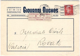 1945-Imperiale Senza Fasci 60c.arancio Isolato Su Cartolina Doppia Di Laboratori - Poststempel