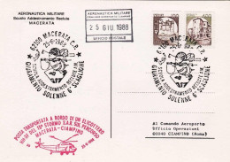 1988-volo Macerata Ciampino Giuramento Solenne,corrispondenza Trasportata A Bord - Luftpost