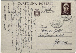 1945-cartolina Postale L.1.20 Turrita Con Stemma Viaggiata - Marcophilie