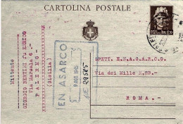 1945-cartolina Postale L.1.20 Turrita Con Stemma Viaggiata - Marcophilie