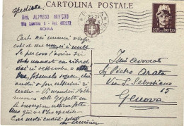 1945-cartolina Postale L.1.20 Turrita Con Stemma Viaggiata - Marcofilie