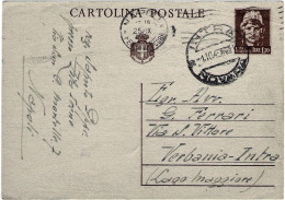 1945-cartolina Postale L.1.20 Turrita Con Stemma Viaggiata - Poststempel