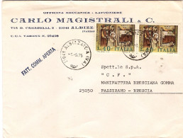 1975-fattura Commerciale Aperta Affrancata Coppia L.40 Natale - 1971-80: Poststempel