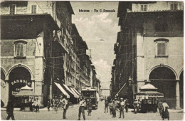 1920circa-Livorno Via V.Emanuele Animata Tram, Non Viaggiata - Livorno