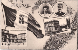 1916-Saluti Da Firenze, Reali Piazza Vittorio Emanuele Palazzo Pitti Non Viaggia - Firenze