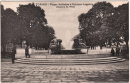 1920-circa-Torino Piazza Solferino E Fontana Angelica (scultore G. Riva) - Autres & Non Classés