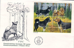 1989-Finlandia Foglietto S.4v."centenario Dell'allevamento Dei Cani In Finlandia - FDC