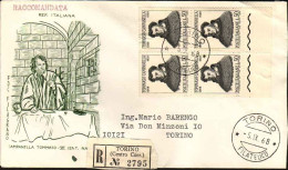 1968-quartina Del L.50 Tommaso Campanella Su Fdc Filagrano Raccomandata - FDC