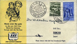 1957-Norvegia Del Nuovo Servizio Rotta Polare SAS Oslo-Tokyo,bollo Figurato - Storia Postale